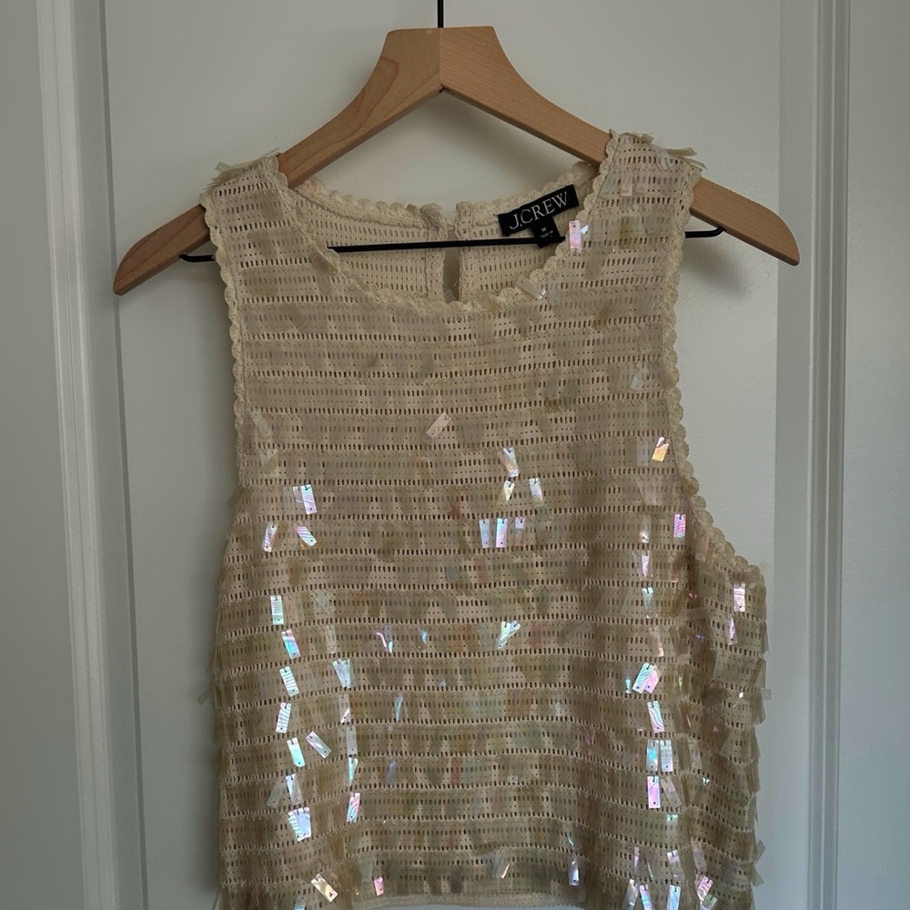 J. Crew Beige Sequin Tank Top
